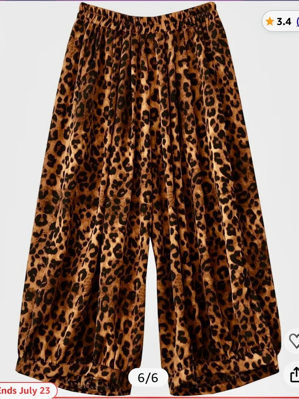 Leopard Print Wide Leg Women's Pants - Brown
